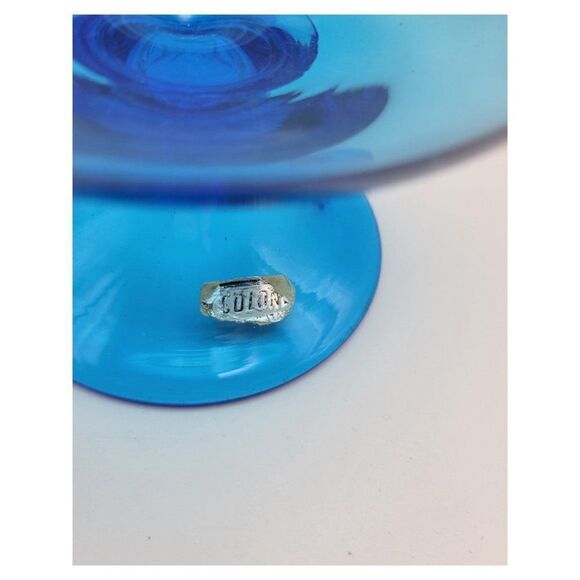 Vintage 1960's Blue Pedestal Compote Dish - Picture 3 of 6